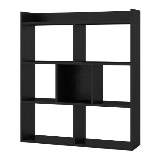 7 Cubes Open-back Bookshelf with Anti-Toppling Devices-Black