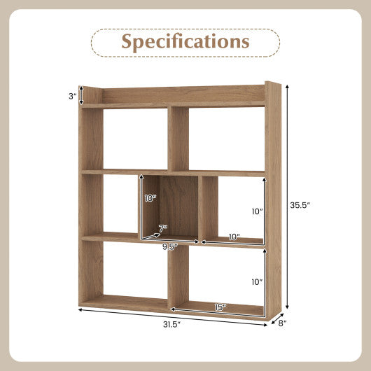 7 Cubes Open-back Bookshelf with Anti-Toppling Devices-Natural