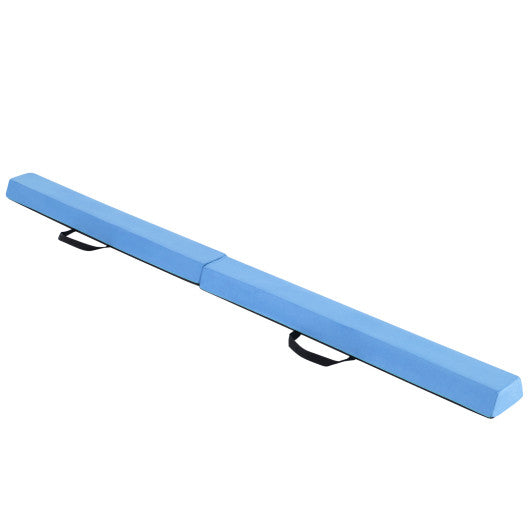 7 FT Folding Balance Beam with Removable Suede Cover and Non-slip Bottom-Navy