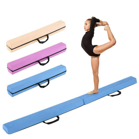 7 FT Folding Balance Beam with Removable Suede Cover and Non-slip Bottom-Navy