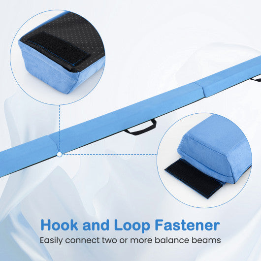 7 FT Folding Balance Beam with Removable Suede Cover and Non-slip Bottom-Navy