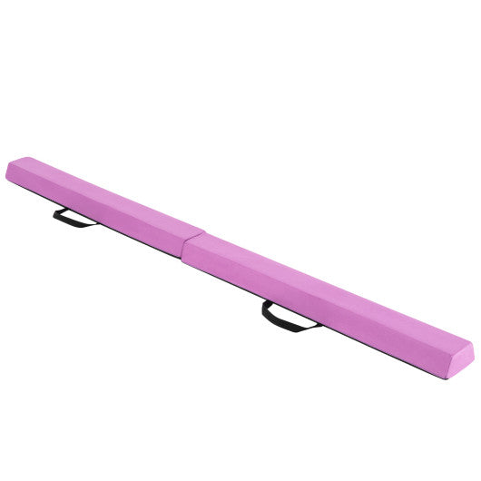 7 FT Folding Balance Beam with Removable Suede Cover and Non-slip Bottom-Purple