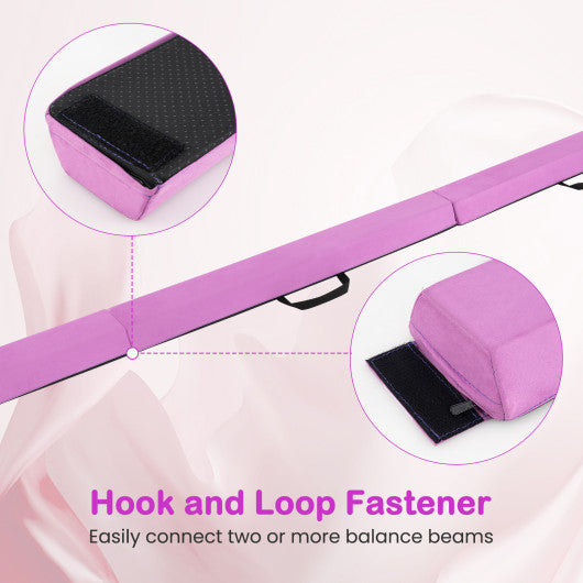 7 FT Folding Balance Beam with Removable Suede Cover and Non-slip Bottom-Purple