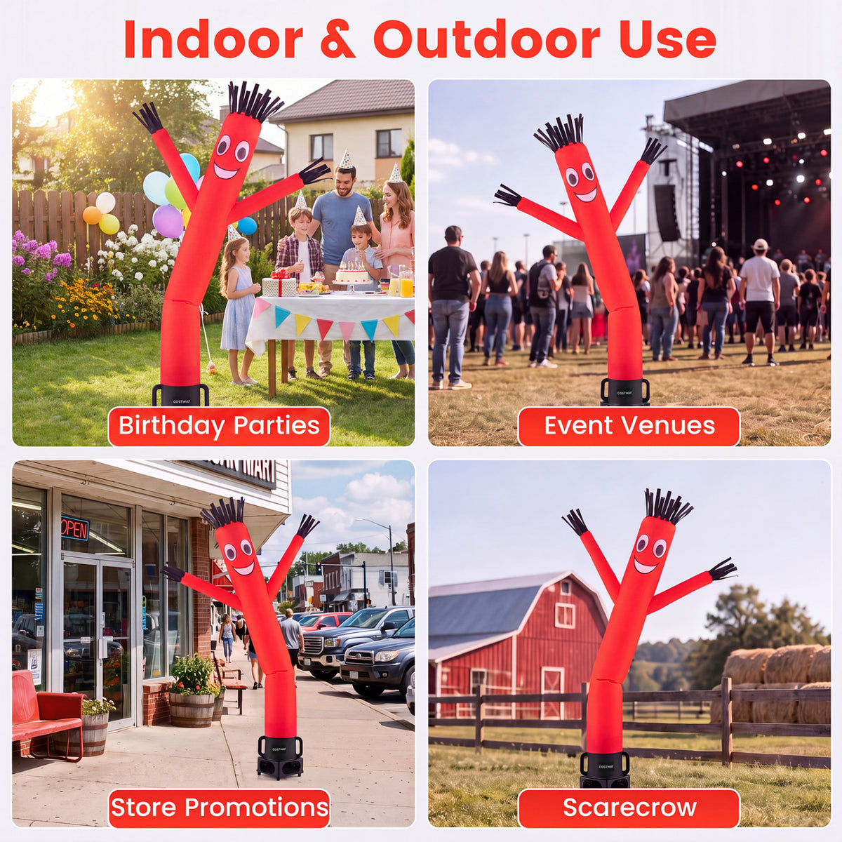 7 FT Inflatable Tube Man with Blower for Outdoor Business Promotion Store-Black