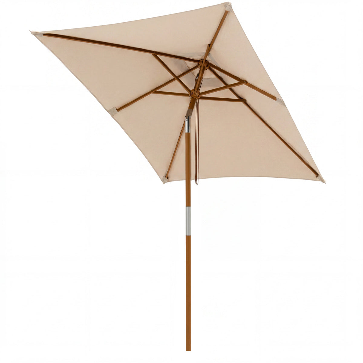 7 Feet Outdoor Rectangular Patio Umbrella with 3 Adjustable Heights-Beige
