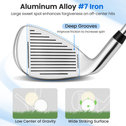 #7 Iron Single Golf Club for Men with Steel Shaft and Headcover