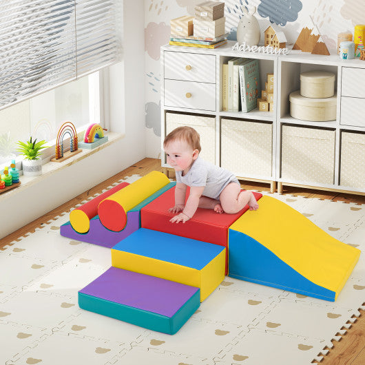 7-Piece Foam Blocks for Toddlers Soft Climbing Toys Indoor Play for Babies-Red