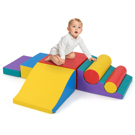 7-Piece Foam Blocks for Toddlers Soft Climbing Toys Indoor Play for Babies-Red