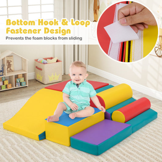 7-Piece Foam Blocks for Toddlers Soft Climbing Toys Indoor Play for Babies-Red