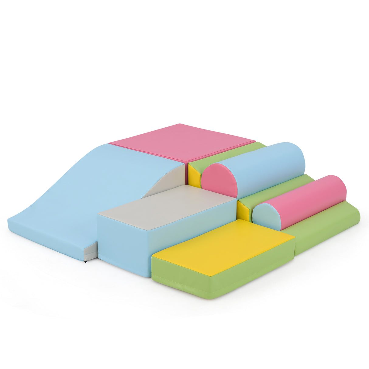 7-Piece Foam Blocks for Toddlers Soft Climbing Toys Indoor Play for Babies-Pink