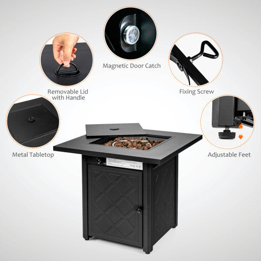 7 Pieces Patio Furniture Set with 28 Inches 50000 BTU Propane Gas Fire Pit Table-White