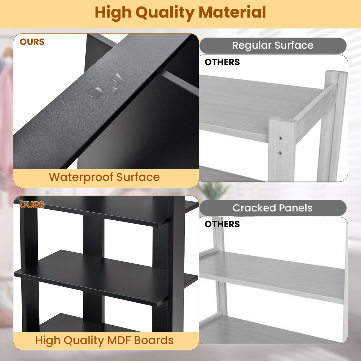 7-Tier Dual Shoe Rack Free Standing Shelves Storage Shelves Concise-Black