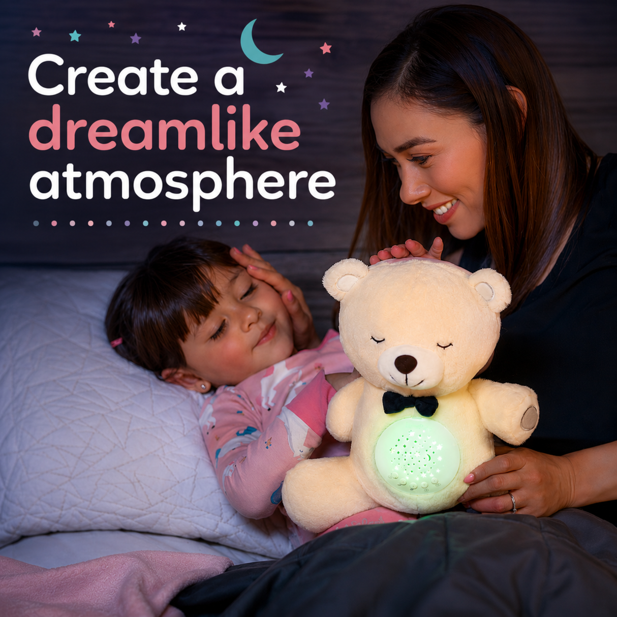 Lumipets Bear with Sound Nursery Night Light & Sound Soother for Babies