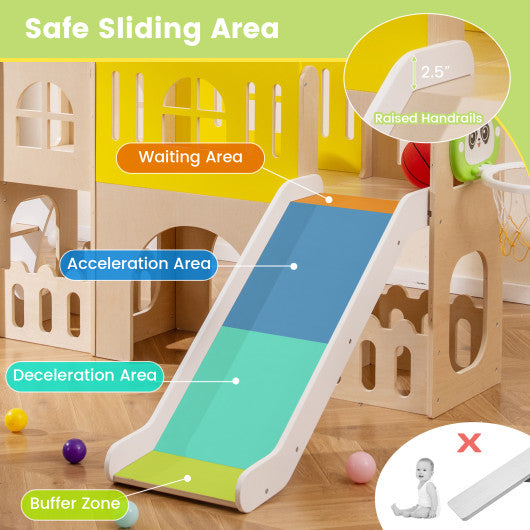 Solid Wood Full Over Full Low Bunk Bed with Storage Stairs-Gray