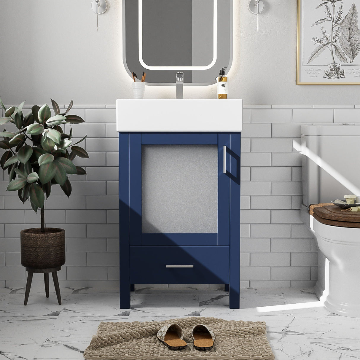 Bathroom Vanity With Ceramic Sink And Ample Storage, Ideal For Small Bathrooms by Couch.com