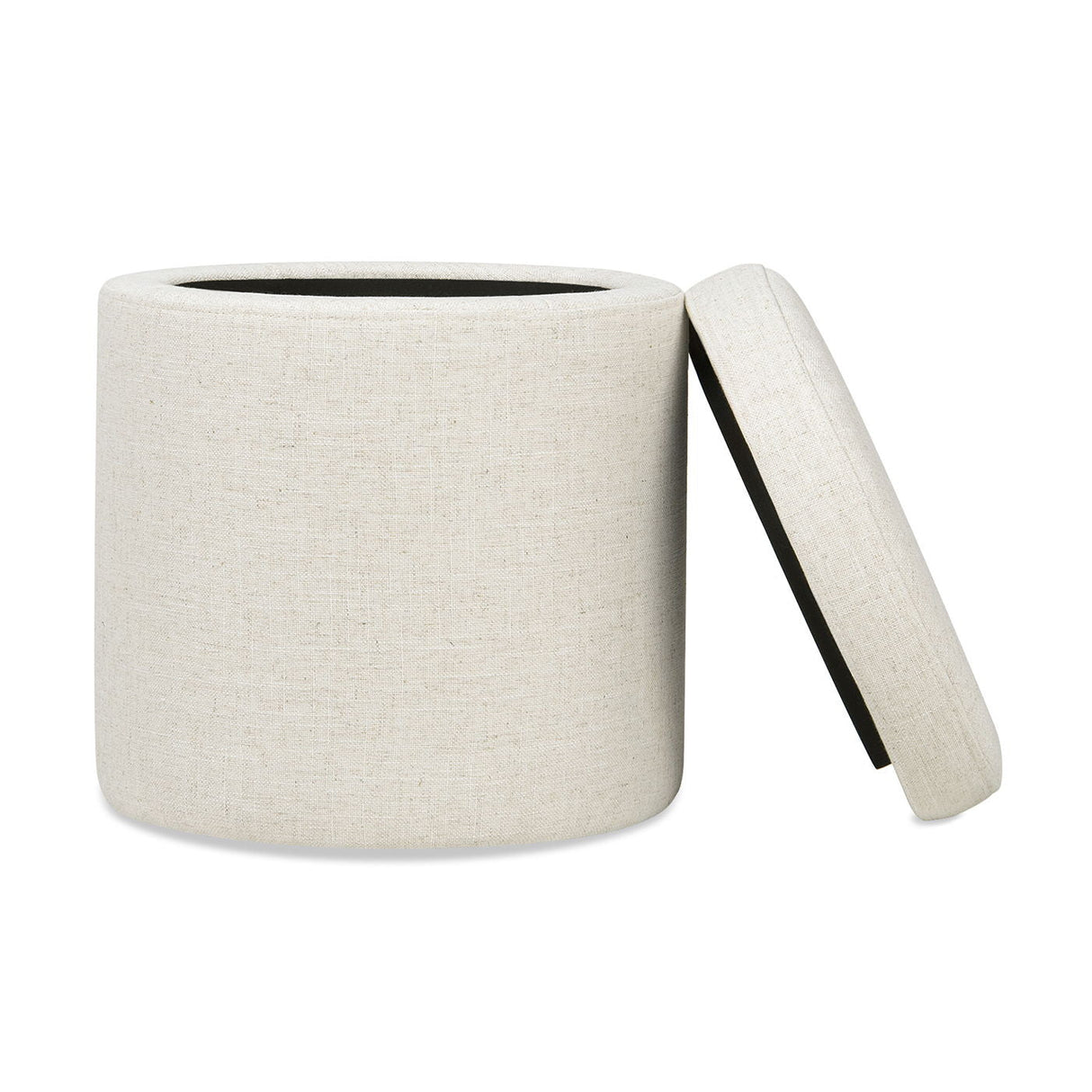 Brandy - Round Upholstered Storage Ottoman With Leather Accent by Couch.com