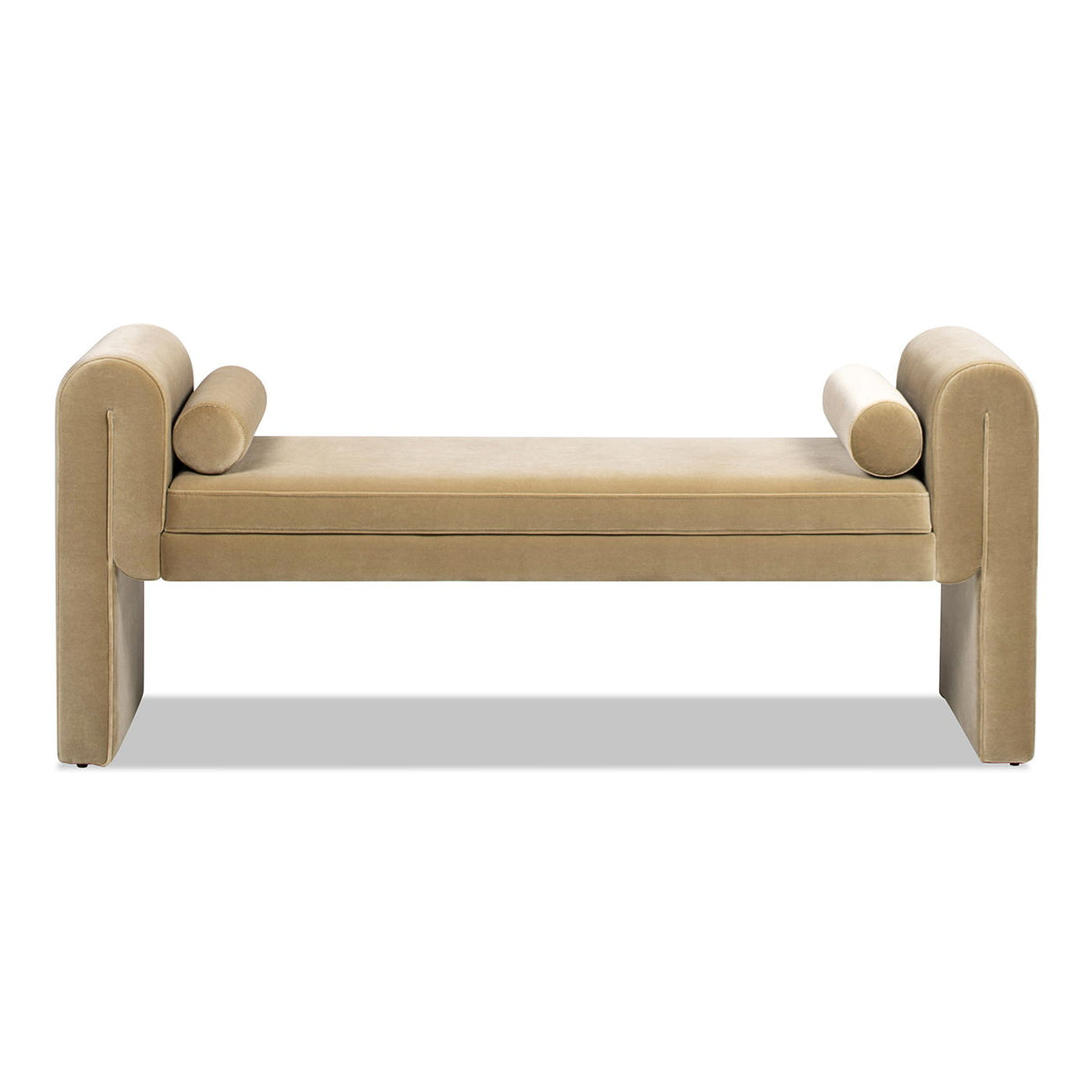 Mason - Arched Arm Bench With Bolster Pillows - Camel Brown Beige by Couch.com