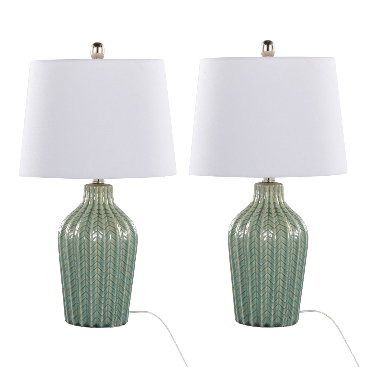 Rockwell 23" Contemporary Ceramic Table Lamps in Sage - Set of 2