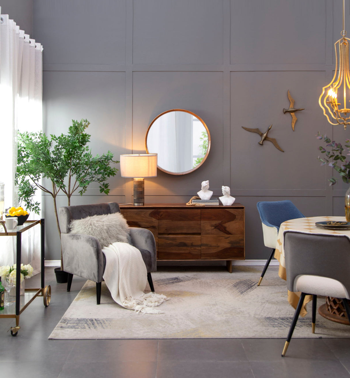 Round Wood Mirror, Wall Mounted Mirror Home Decor For Bathroom Living Room by Couch.com