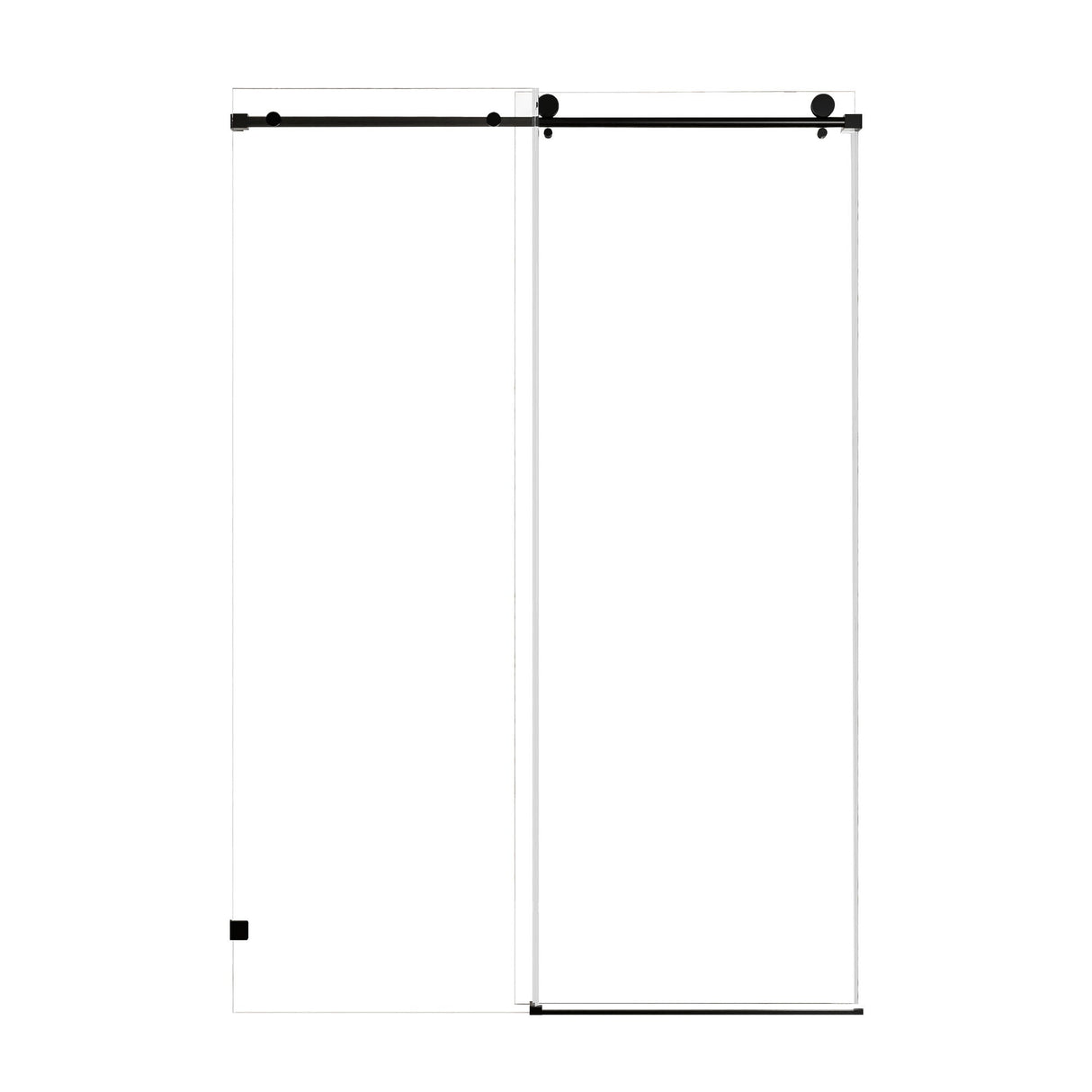 Frameless Single Sliding Soft Close Shower Door, 5 / 16" Clear Nano Coated Tempered Glass And 304 Stainless Steel Handle - Matte Black by Couch.com
