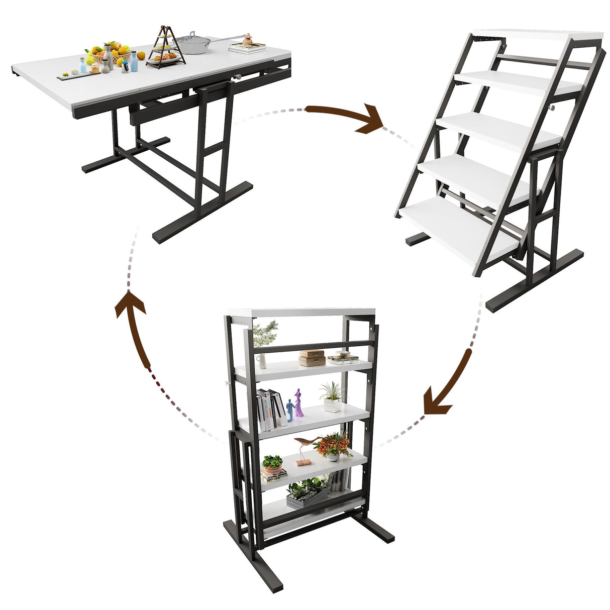 Solid Mahogany Wood Multifunction Convertible Dining Table, Free Switch Space Saving Table Shelf For Home And Studio by Couch.com