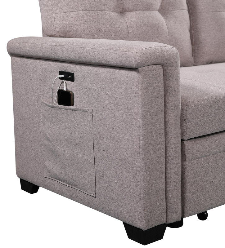 Ashlyn - Reversible Sleeper Sectional Sofa With Storage Chaise, USB Charging Ports And Pocket by Couch.com