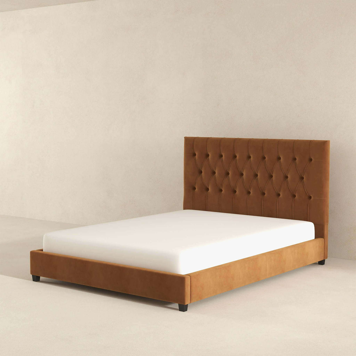 Donald - Mid-Century Modern Upholstered Platform Bed by Couch.com