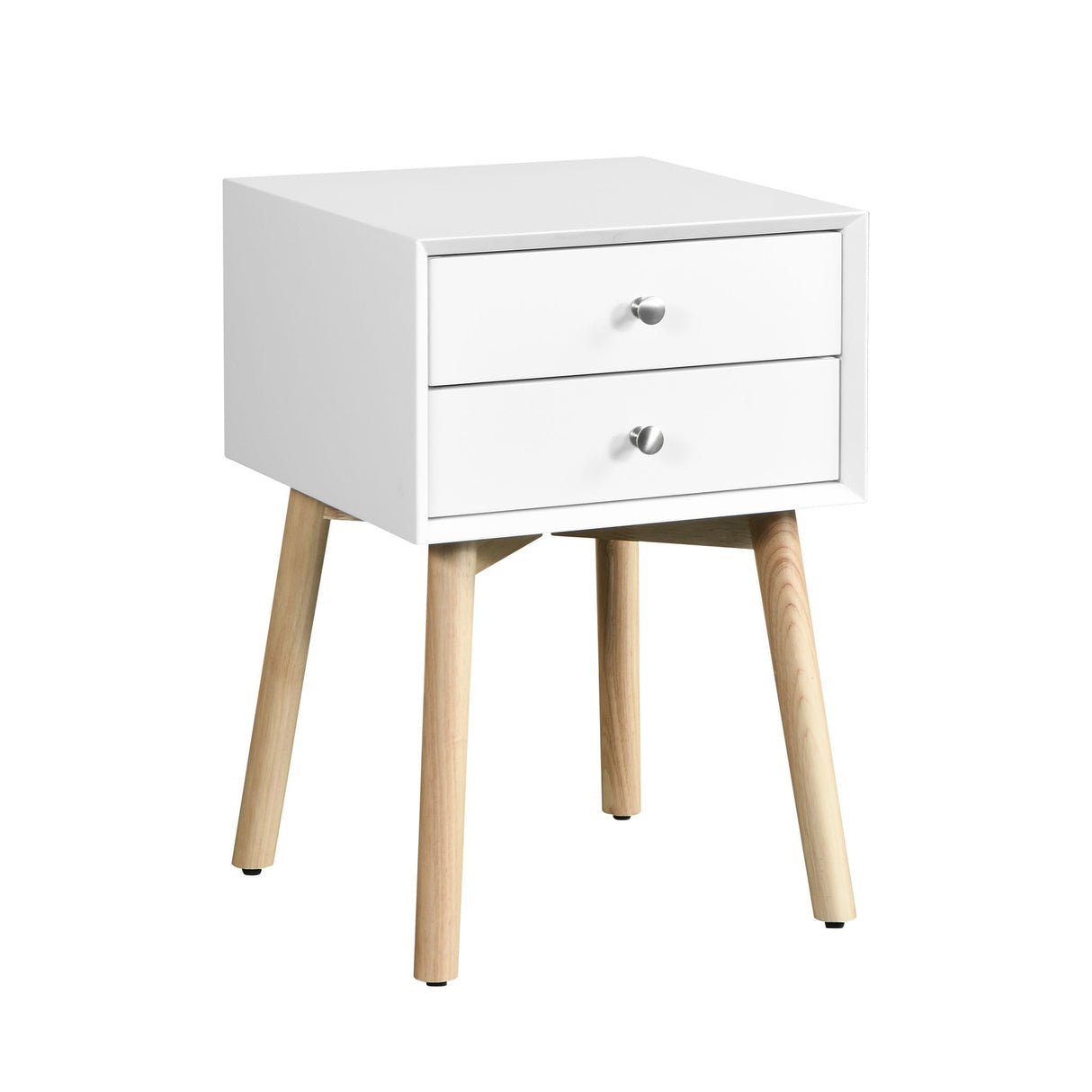 Modern Side Table With 2 Drawer, Mid-Century Storage Cabinet For Bedroom - White by Couch.com