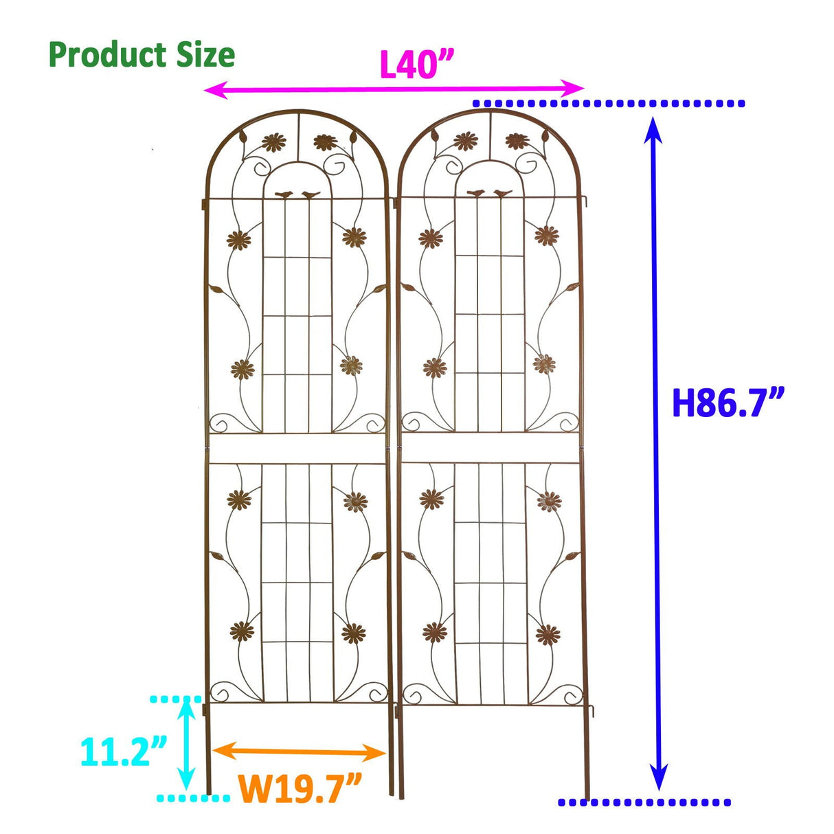 Metal Garden Trellis Rustproof Trellis For Climbing Plant Outdoor Flower Support