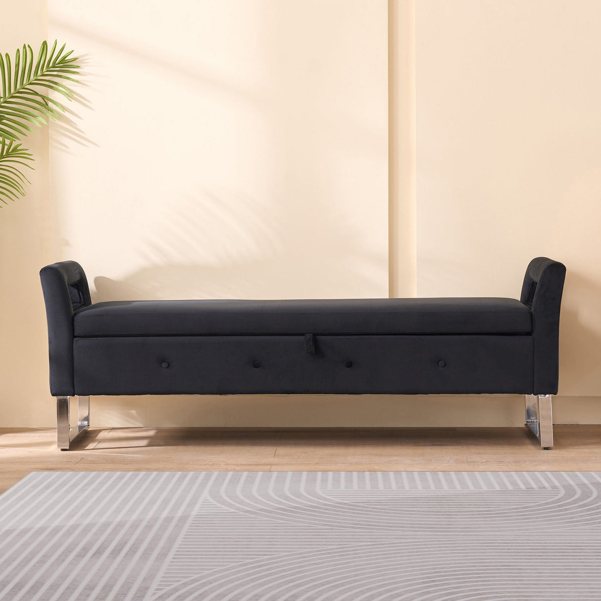 Wide Storage Soft Ottoman Bench With Armrests by Couch.com