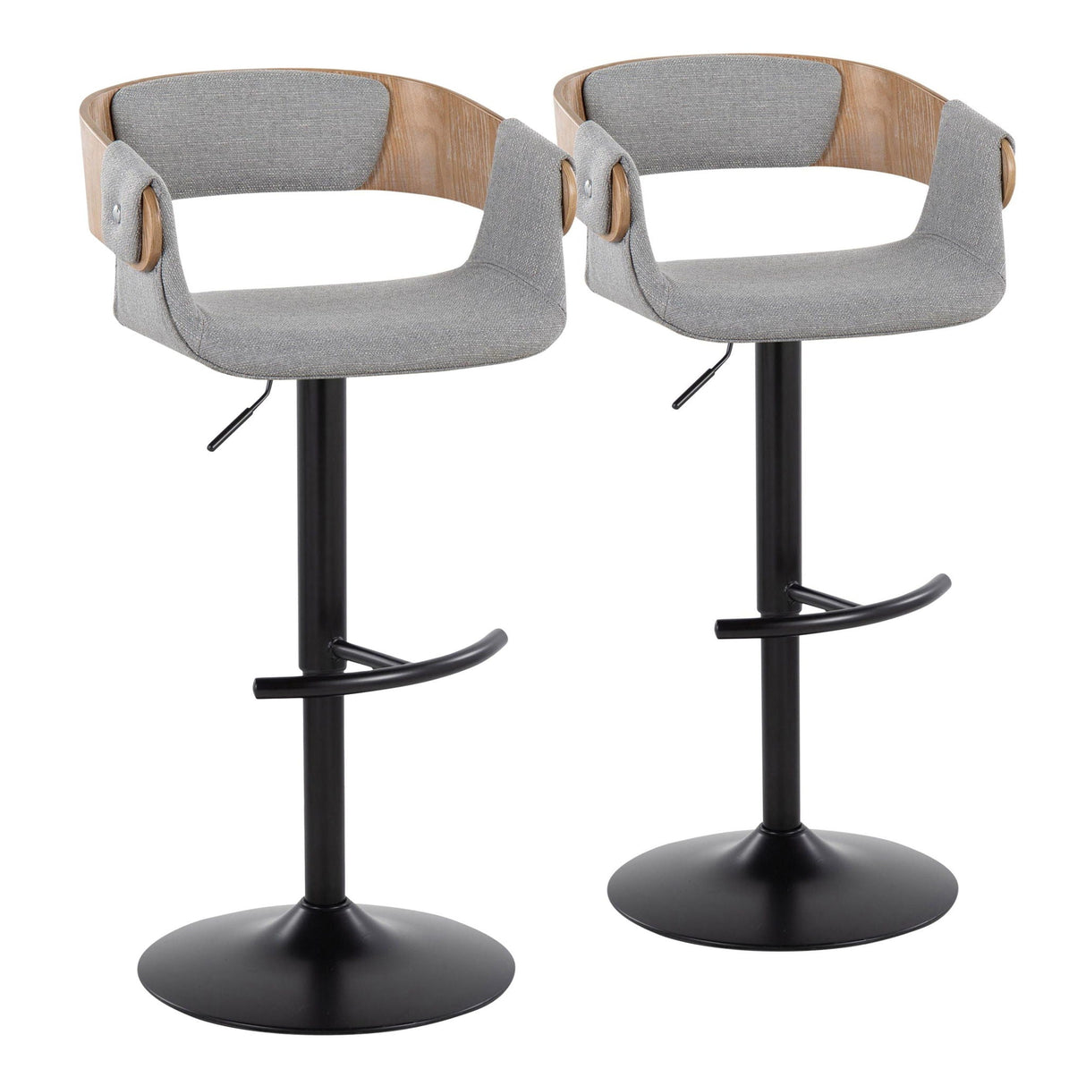 Elisa - Mid Century Modern Adjustable Barstool With Swivel & Rounded T Footrest (Set of 2) by Couch.com