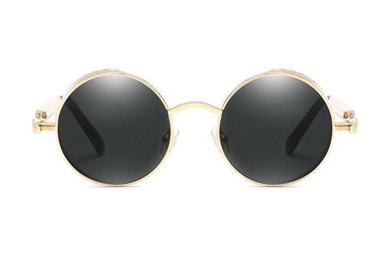 Luxury Popular Retro Gothic Steampunk Polarized Men and Women Brand Designer Vintage Round High Quality Metal Frame Sunglasses With UV400 Protection