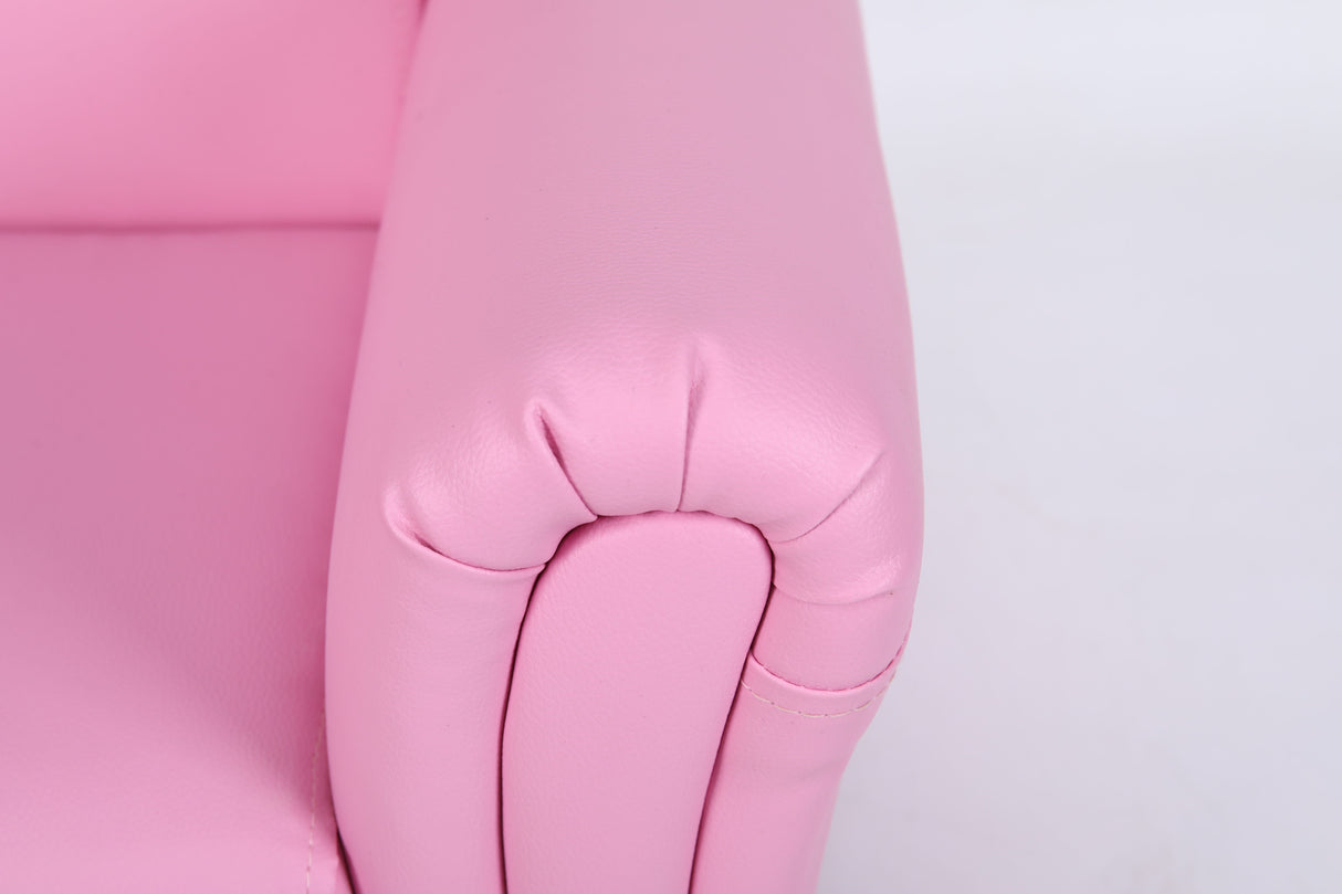 Couch.com Kids Club Chair Sofa / Sectional And Ottoman Pink, Faux Leather Construction, Pink Finish by Couch.com