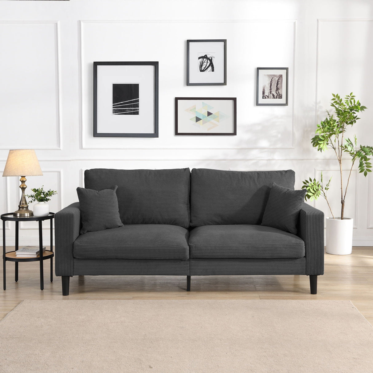Modern Upholstered 3 Seat Sofa, High Resilience by Couch.com