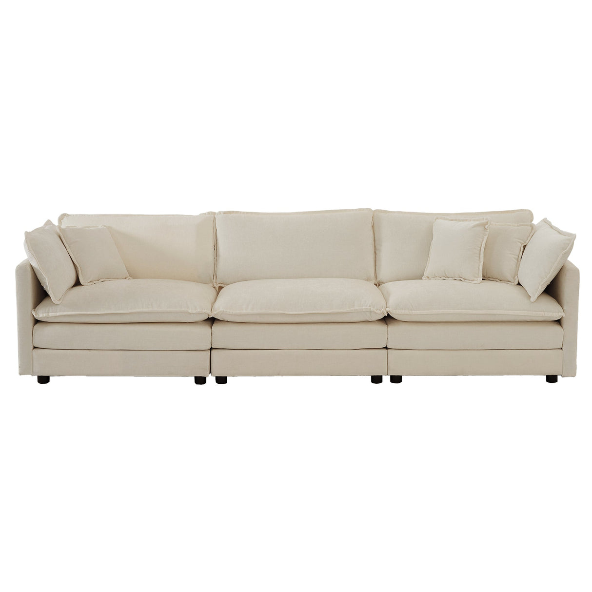 Mid-Century Modern 3-Seater Sofa with Pillows
