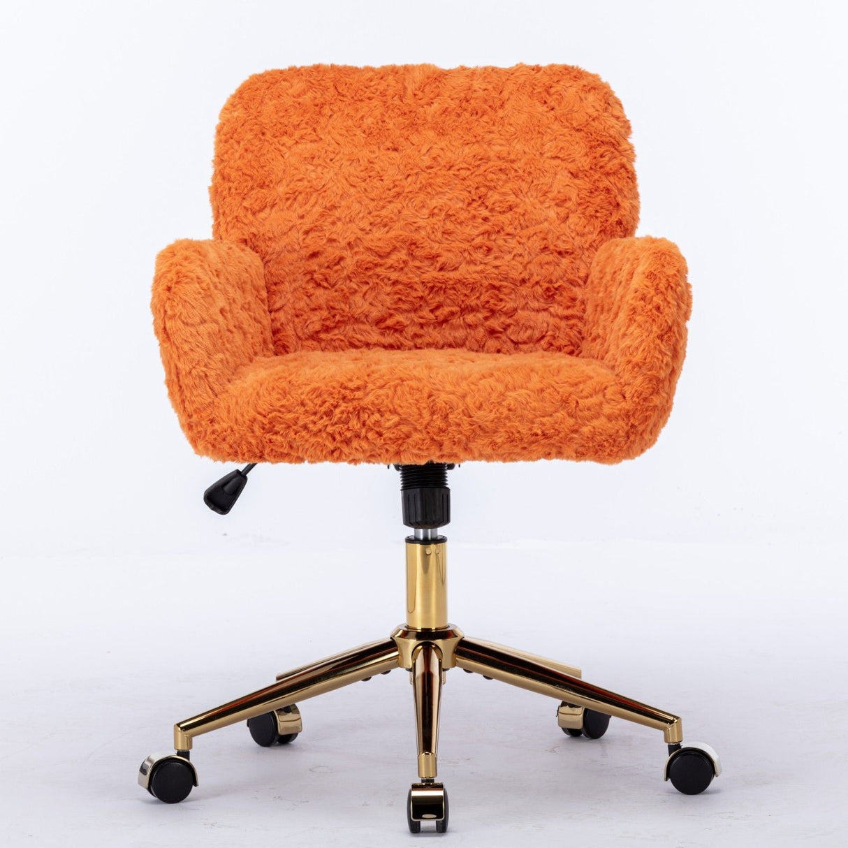 Office Chair, Artificial Rabbit Hair Home Office Chair With Golden Metal Base, Adjustable Desk Chair Swivel Office Chair, Vanity Chair by Couch.com