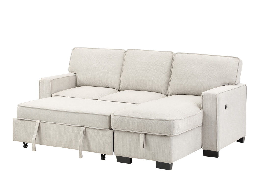 Estelle - Fabric Reversible Sleeper Sectional With Storage Chaise Drop-Down Table 2 Cup Holders And 2 USB Ports by Couch.com