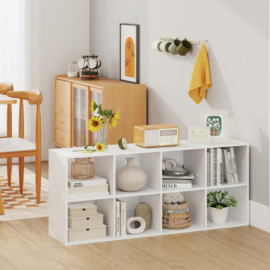 8-Cube Bookcase Bookshelf with 2 Anti-Tipping Kits Storage Organizer-White