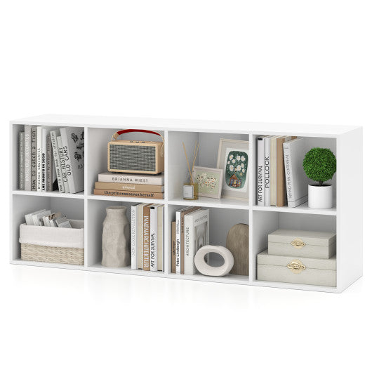 8-Cube Bookcase Bookshelf with 2 Anti-Tipping Kits Storage Organizer-White