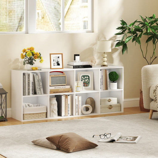 8-Cube Bookcase Bookshelf with 2 Anti-Tipping Kits Storage Organizer-White
