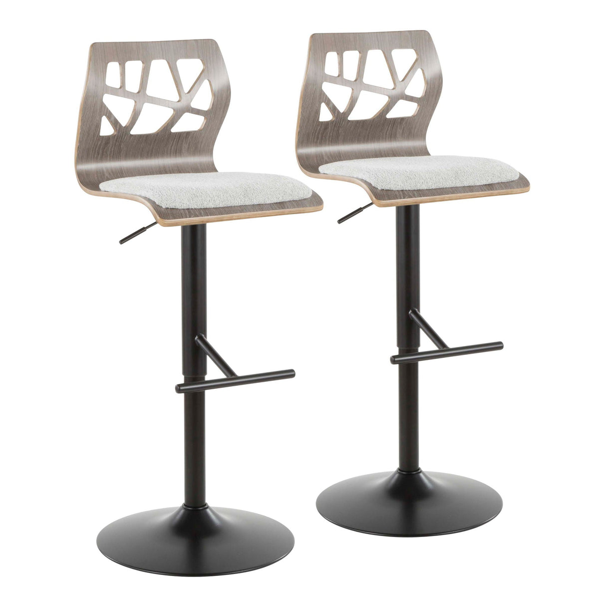 Folia - Mid Century Modern Adjustable Barstool With Swivel & Rounded T Footrest (Set of 2) by Couch.com