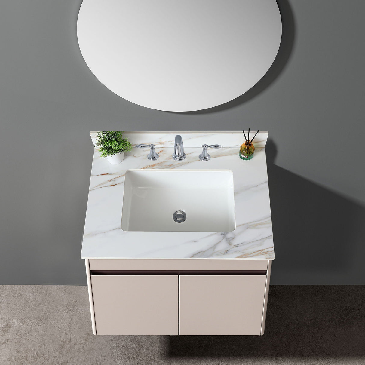 Vanity Top With Undermount Sink And Backsplash, Sintered Stone by Couch.com