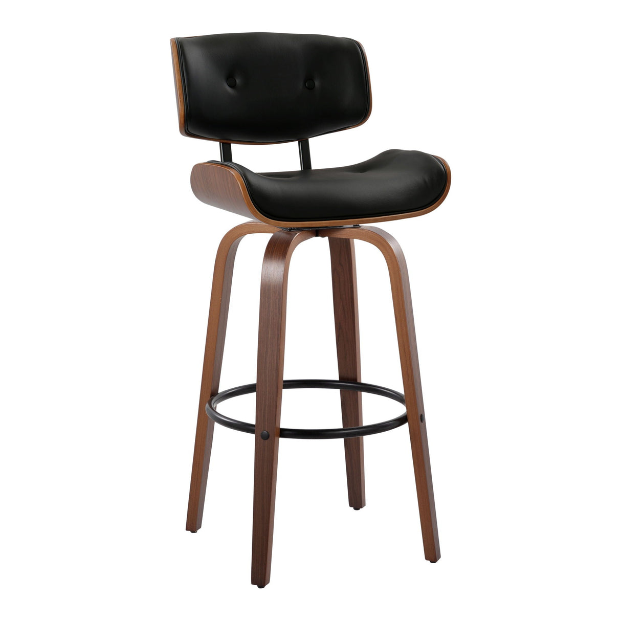 Lombardi - Mid-Century Modern Fixed Height Barstool With Swivel With Round Footrest (Set of 2) by Couch.com