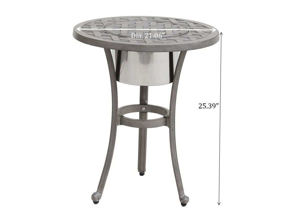 21" Cast Aluminum Round Table With Ice Bucket by Couch.com