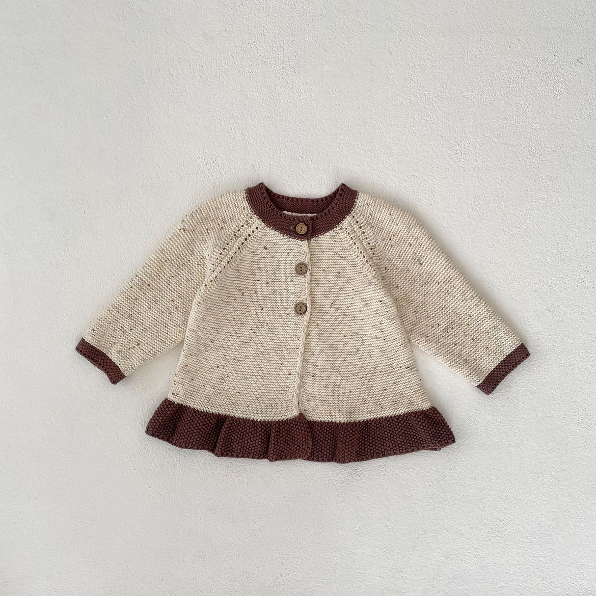 Baby Dot Yarn Ruffled Knitted Cardigan Coat Knitted Bell-bottom Pants