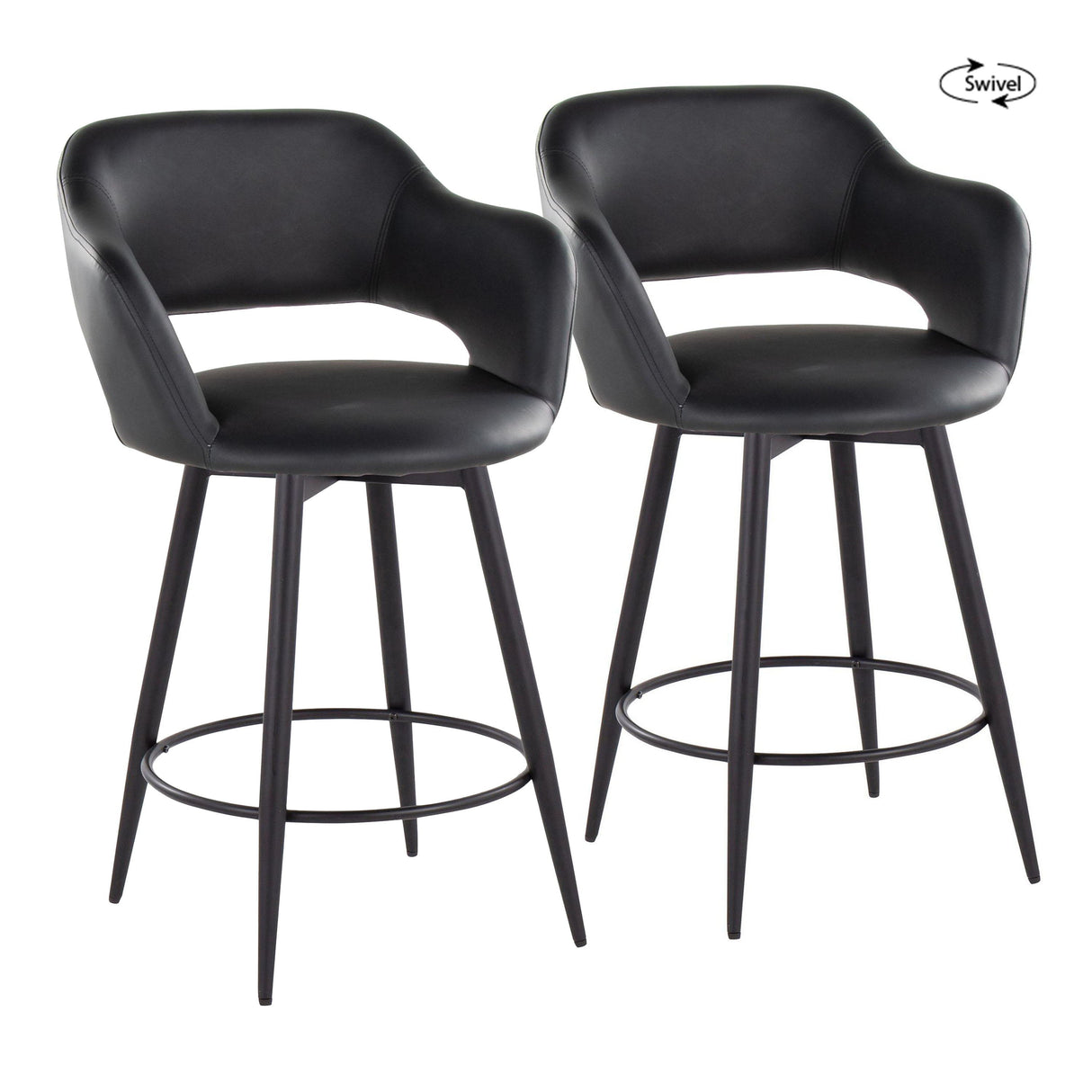 Margarite - Contemporary Fixed Height Counter Stool With Swivel With Round Footrest (Set of 2) by Couch.com