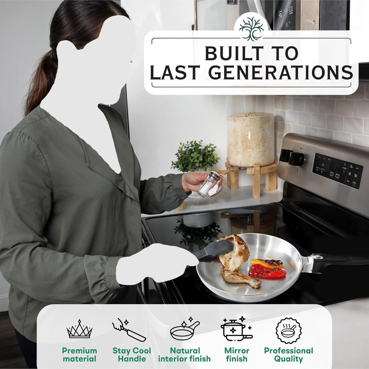 13-Inch Chef Skillet – Quick & Even Heat Distribution – Lightweight Cast Aluminum Frying Pan