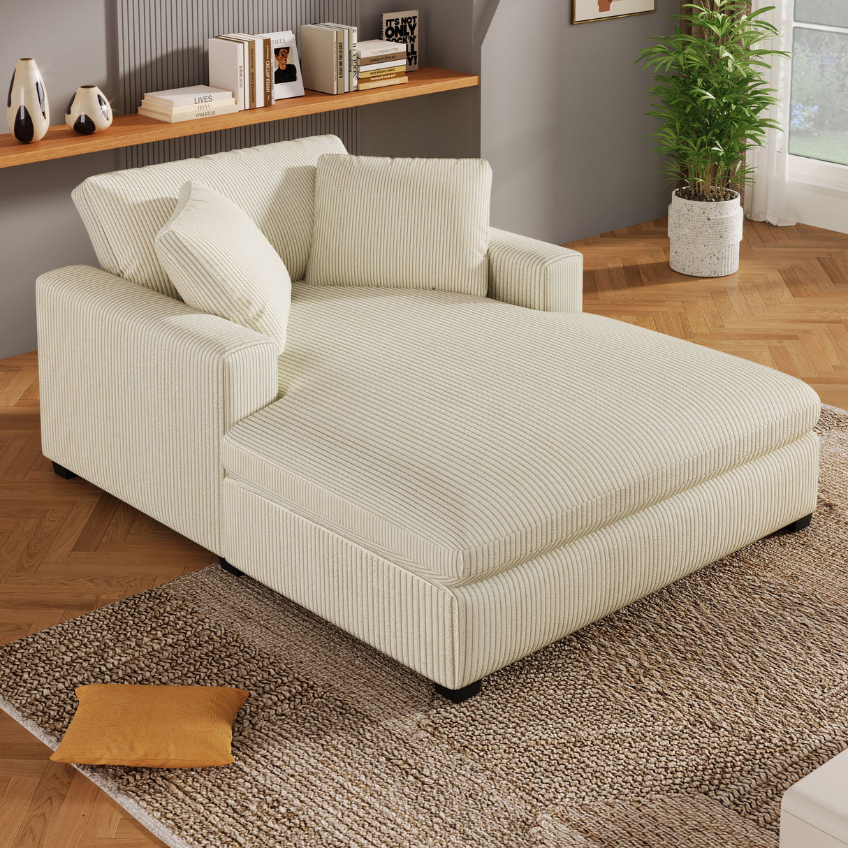 Oversized Chaise, Lounge Chair Classic Design, Soft Fabric, Durable Frame With Solid Wood Legs by Couch.com