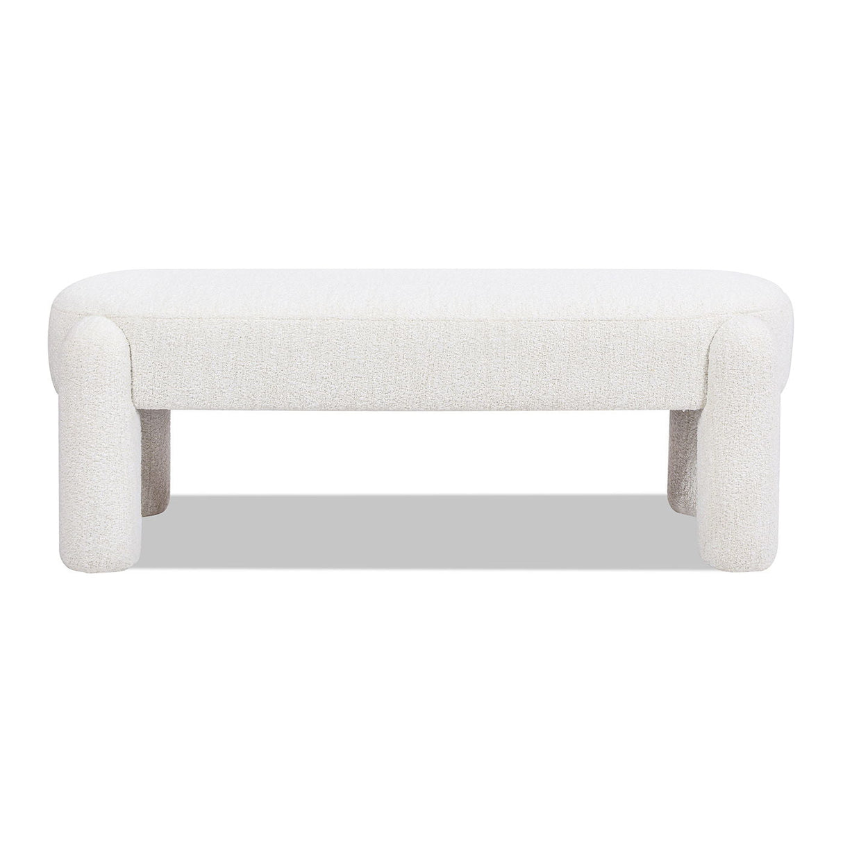 Hugo - Oval Fully Upholstered Bench - Milk Cream White by Couch.com