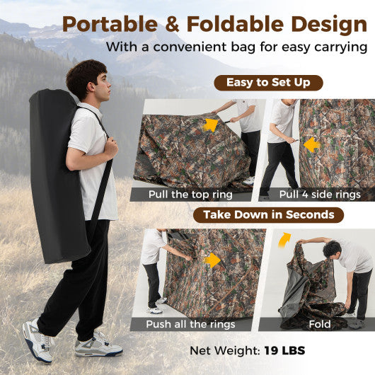 82 Inch Tall Hunting Blind 270 ° One Way See Through Ground Tent for 3-4 People